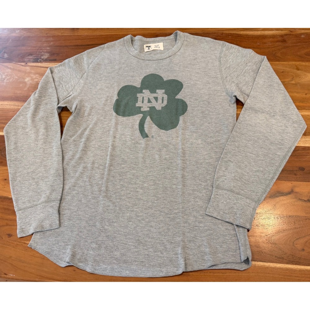 T-Line University Notre Dame Fighting Irish Thermal Shirt Gray L Shamrock ND